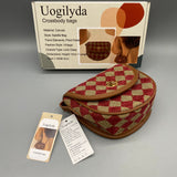 Uogilyda Crossbody Bag, Canvas Saddle Style, Retro Plaid Design, 13×15×6 cm, Fashionable Lock Closure