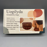 Uogilyda Crossbody Bag, Canvas Saddle Style, Retro Plaid Design, 13×15×6 cm, Fashionable Lock Closure