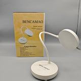 BENCAMAO Desk Lamp – USB Rechargeable, 6000mAh Battery, 3-Level Dimmable LED Light, Portable PVC Design (10×34.5cm), 3-5H Runtime for Home & Office