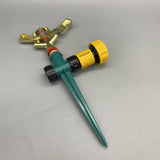 HTZSSON Displacement pump sprayers attached to a garden, Alloy Nozzle, Plastic Ground Insert, 20mm Thread, 360° Automatic Rotation, 8-15m Spray Diameter