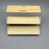 WngAur Display Stands - Wood/Acrylic, 3-Tier, Yellow, 11.5x20.5x16cm, Perfect for Hand Puppets, Perfume, Nail Polish