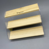 WngAur Display Stands - Wood/Acrylic, 3-Tier, Yellow, 11.5x20.5x16cm, Perfect for Hand Puppets, Perfume, Nail Polish