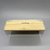 WngAur Display Stands - Wood/Acrylic, 3-Tier, Yellow, 11.5x20.5x16cm, Perfect for Hand Puppets, Perfume, Nail Polish