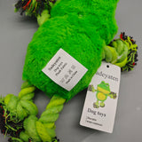 Sadeyaten Dog Toys, 23×11×6cm Plush and Elastic Rope, Green Frog Shape, Bite-Resistant with Built-in Squeaker