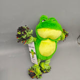 Sadeyaten Dog Toys, 23×11×6cm Plush and Elastic Rope, Green Frog Shape, Bite-Resistant with Built-in Squeaker