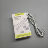 Rugtel Earphones - Comfortable In-Ear Headphones with Hi-Fi Sound Quality, 3.5mm Audio Jack, White