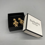 SuiSuiFH Earrings, 2.5cm Four-Flower Design, Elegant Jewelry for Women, Set of 2