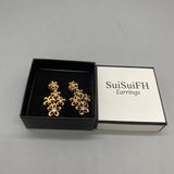 SuiSuiFH Earrings, 2.5cm Four-Flower Design, Elegant Jewelry for Women, Set of 2