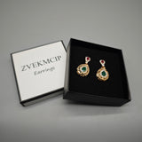 ZVEKMCIP Earrings – Alloy with Rhinestones, 3.7x1.7cm, Elegant Crystal-Inlaid Design, Perfect for Special Occasions