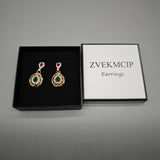 ZVEKMCIP Earrings – Alloy with Rhinestones, 3.7x1.7cm, Elegant Crystal-Inlaid Design, Perfect for Special Occasions