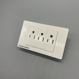 ExtensionPro Electrical Outlets - 15A Combo Panel, Frameless Design, Flame Retardant, Durable, Wide Spacing, Safety Door Protection, 118x86mm, 250V