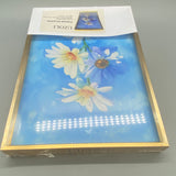 UZOLI  Framed Art Prints - Blue Floral Photos on 7.9x11.8 Inch Canvas, Spray Paint Craft for Living Room, Study
