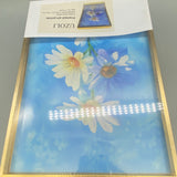 UZOLI  Framed Art Prints - Blue Floral Photos on 7.9x11.8 Inch Canvas, Spray Paint Craft for Living Room, Study