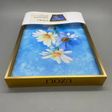 UZOLI  Framed Art Prints - Blue Floral Photos on 7.9x11.8 Inch Canvas, Spray Paint Craft for Living Room, Study