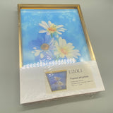 UZOLI  Framed Art Prints - Blue Floral Photos on 7.9x11.8 Inch Canvas, Spray Paint Craft for Living Room, Study