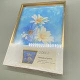 UZOLI  Framed Art Prints - Blue Floral Photos on 7.9x11.8 Inch Canvas, Spray Paint Craft for Living Room, Study