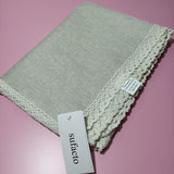sufacto 35” Off-White Linen Tablecloth - Casual Cotton Blend Cloth for Dining
