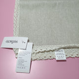 sufacto 35” Off-White Linen Tablecloth - Casual Cotton Blend Cloth for Dining