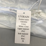 UYIRAIN Galoshes – Waterproof PVC White/Transparent Boots, Non-Slip Design, Durable PVC Sole, Size 38