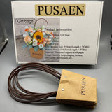 PUSAEN Gift Bags, 10cm Height, 9×9cm Top Opening, 6.5×6.5cm Bottom, Thickened Organic Paper for Flowers and Succulents