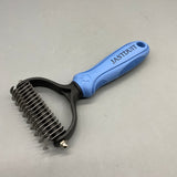 JASTDUIT Grooming tools for pets, namely.combs and brushes, Dual-Sided De-Shedding Comb, Round-Head Design, Skin-Friendly, with Silicone Handle, 17.5×6.5cm, 113g