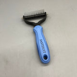 JASTDUIT Grooming tools for pets, namely.combs and brushes, Dual-Sided De-Shedding Comb, Round-Head Design, Skin-Friendly, with Silicone Handle, 17.5×6.5cm, 113g