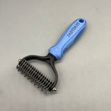 JASTDUIT Grooming tools for pets, namely.combs and brushes, Dual-Sided De-Shedding Comb, Round-Head Design, Skin-Friendly, with Silicone Handle, 17.5×6.5cm, 113g