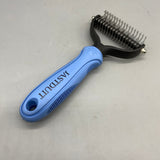 JASTDUIT Grooming tools for pets, namely.combs and brushes, Dual-Sided De-Shedding Comb, Round-Head Design, Skin-Friendly, with Silicone Handle, 17.5×6.5cm, 113g