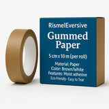 RismelEversive Gummed Paper – 5cm × 10m (Per Roll), Brown / White, Moist-Adhesive, Eco-Friendly & Easy to Tear