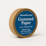RismelEversive Gummed Paper – 5cm × 10m (Per Roll), Brown / White, Moist-Adhesive, Eco-Friendly & Easy to Tear