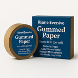 RismelEversive Gummed Paper – 5cm × 10m (Per Roll), Brown / White, Moist-Adhesive, Eco-Friendly & Easy to Tear