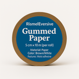 RismelEversive Gummed Paper – 5cm × 10m (Per Roll), Brown / White, Moist-Adhesive, Eco-Friendly & Easy to Tear