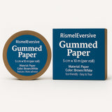 RismelEversive Gummed Paper – 5cm × 10m (Per Roll), Brown / White, Moist-Adhesive, Eco-Friendly & Easy to Tear