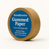 RismelEversive Gummed Paper – 5cm × 10m (Per Roll), Brown / White, Moist-Adhesive, Eco-Friendly & Easy to Tear