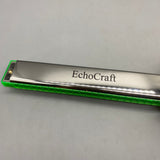 EchoCraft Harmonica – Stainless Steel Cover, Silver, 17.5×2.8×2.2cm, Phosphor Bronze Reeds, Rich Sound