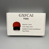 GXFCAI Hats, Black and Red Color Block Design, Adjustable Fit for 56-60cm Head Circumference