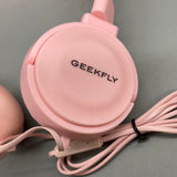GEEKFLY Headphones, Pink, 3.5mm Wired Connection, Comfortable for All Head Sizes