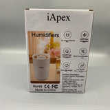 iApex Humidifiers, 3L Water Tank, 35-40mL/h Mist Output, 146x146x220mm, 450g, 5V 1A, Energy Efficient 3W, Quiet Operation for Home & Office
