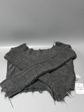 Cuekondy Sweater – Gray, Cozy Loose Fit, Hand-Distressed Knit, Lazy Style Pullover, One Size