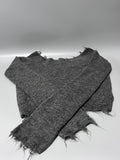 Cuekondy Sweater – Gray, Cozy Loose Fit, Hand-Distressed Knit, Lazy Style Pullover, One Size