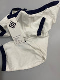 Infant and Toddler One Piece Clothing - Cotton Fabric, White and Deep Blue Intertwined, Size: 3-6 Months