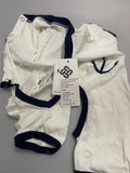 Infant and Toddler One Piece Clothing - Cotton Fabric, White and Deep Blue Intertwined, Size: 3-6 Months
