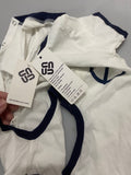 Infant and Toddler One Piece Clothing - Cotton Fabric, White and Deep Blue Intertwined, Size: 3-6 Months