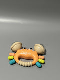 Chefkidy Infant Toy, Soft Rubber Crab-Shaped Rattle, Hand Grasp Training, Teething-Friendly, 12.7×4.6×9.6cm