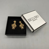 BELVIRO Jewellery – Gold Flower Design, 925 Sterling Silver with Rhinestone Inlay, 3x1.5cm Elegant Jewelry for Women