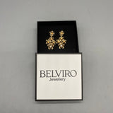 BELVIRO Jewellery – Gold Flower Design, 925 Sterling Silver with Rhinestone Inlay, 3x1.5cm Elegant Jewelry for Women