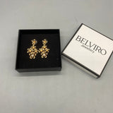 BELVIRO Jewellery – Gold Flower Design, 925 Sterling Silver with Rhinestone Inlay, 3x1.5cm Elegant Jewelry for Women