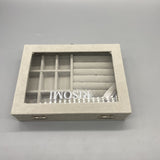 RISOMI Jewelry Boxes - Clever Compartments, High Transparency Glass, Removable Dividers, Sponge + Velvet Material, Gray, 20×15×5cm