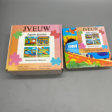 JVEUW Wooden Jigsaw Puzzles for Kids - 4-Piece Set, Airplane, Train, High-Speed Rail, Bus Cartoon Designs, Size 15x15x0.6cm, Age 3-6 Years