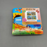 JVEUW Wooden Jigsaw Puzzles for Kids - 4-Piece Set, Airplane, Train, High-Speed Rail, Bus Cartoon Designs, Size 15x15x0.6cm, Age 3-6 Years